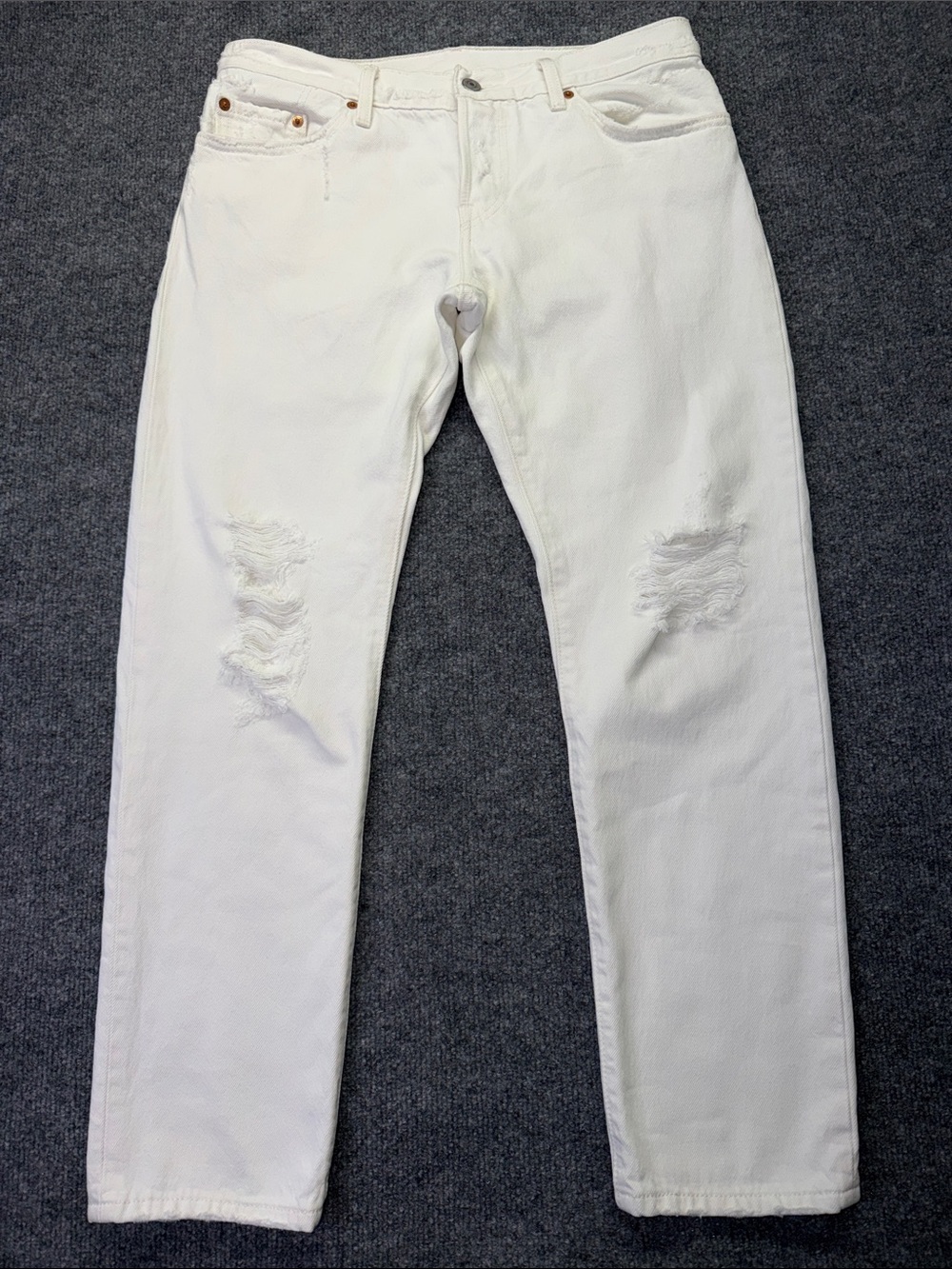 Levi's 501 White Straight Leg Distressed Women's Jeans